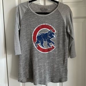 3/4 Sleeve Grey Chicago Cubs Shirt/Sweater, Size: L
